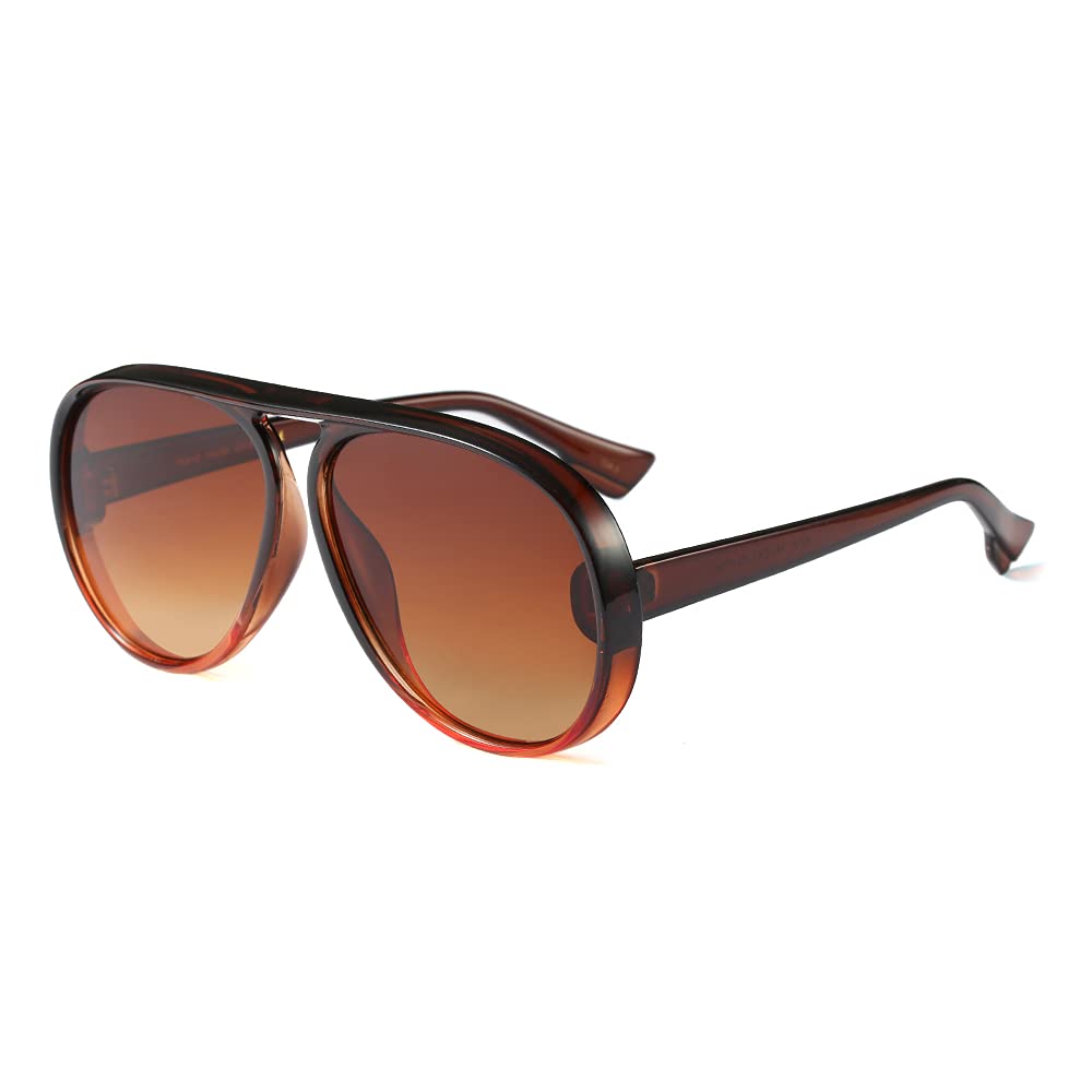 Freckles Mark 70s Retro Aviator Sunglasses Women Men Trendy Vintage Flat Top Single Bridge Shades UV400 Protection