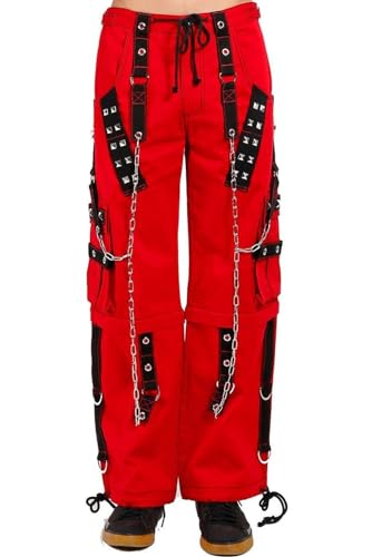 Electro Bondage Rave Red Gothic Cyber Chain Goth Jeans Punk Rock Pant Trouser