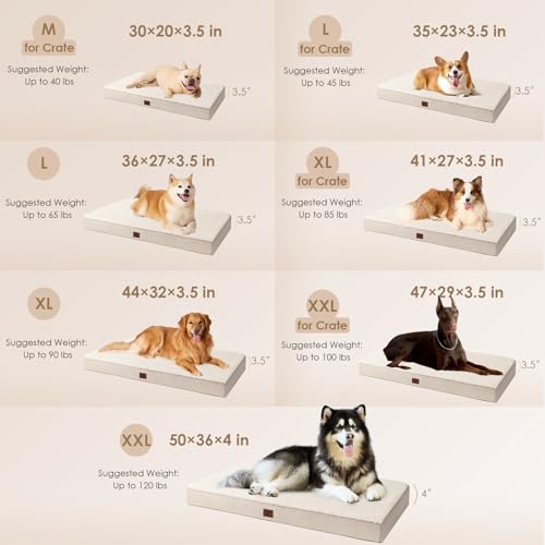 Image of EHEYCIGA Orthopedic Dog Bed Large with Removable Washable Cover, 35IN Camel