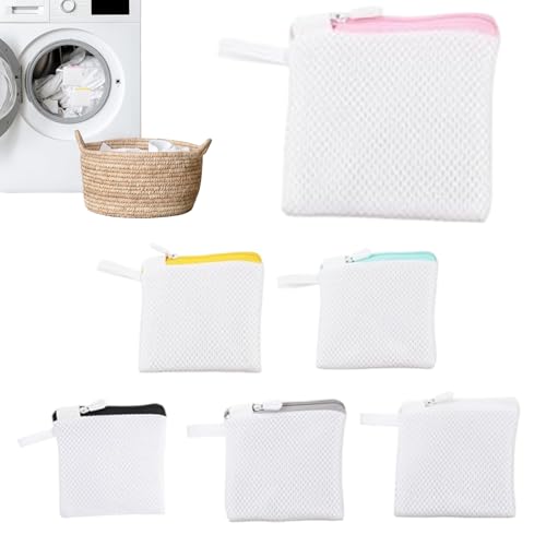 Bolsas de lavado de malla de lavandería de 6 piezas, bolsa de lavado de ropa interior colgable de 4.7x5.5 pulgadas con cremallera, perfecta para lavadora, bolsa de ropa interior, bolsas de de