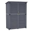 MCombo Outdoor Storage Cabinet, Wooden Storage Shed with Latch, Outside Garden Tool Shed with 2 Doors for Patio Yard Lawn, 1900 (Grey, Large)