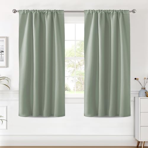 Image of H.VERSAILTEX Blackout Curtains Thermal Insulated Window Treatment Panels Room Darkening Blackout Drapes for Living Room Back Tab /Rod Pocket Bedroom Draperies (2 Panels, Cyan, 42 x 63 Inch)