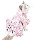 浴衣 犬用 猫用 ペット用 和柄 ドッグウェア 晴れ着 花柄 蝶結び付け 着物 お正月 小型犬 中型犬 花火大会 記念撮影 おしゃれ (パープル, XL)