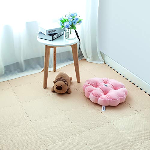 Image of meiqicool Foam Play Mat Thick Soft EVA Interlocking Foam Floor Mats Children Yoga Exercise Multi Jigsaw Puzzle Blocking Board Kids Playmats Play Beige 18 Piece J