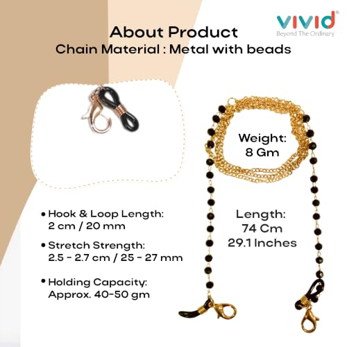 Image of Unisex Specs Holder Hook & Loop Anit Slip Eyewear Lanyard Metal Strap Chain