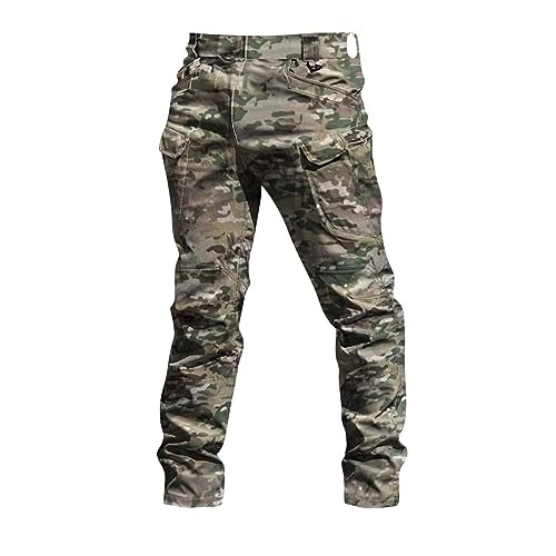 Cargo Pants for Men Stretch Tactical Work Jogger Lightweight Tapered Camo Hunting Pants with Button Waist Pockets3