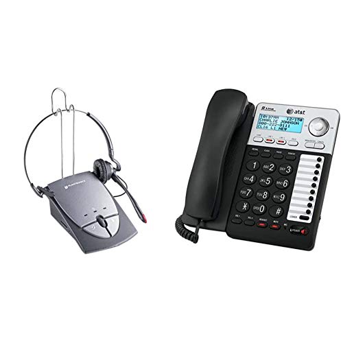Plantronics S12 Corded Telephone Headset System 64703-03 & AT&T ML17929 2-Line Corded Telephone, Black