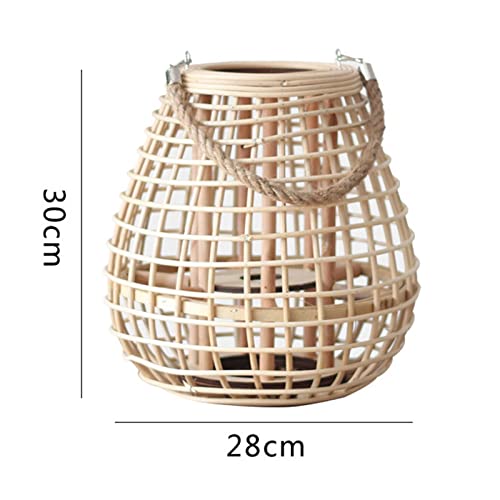 Ieudns Vintage Style Bamboo Candle Holder Lantern Handwoven Ornament Shape Candlestick Tea Light Holder For Table Indoor Home Decoration , 28X30Cm #TOP6