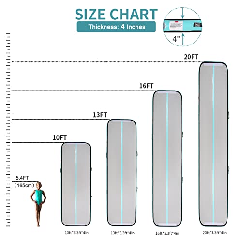 Umeken Inflatable Gymnastics Mat 20 Ft Air Mat Tumbling Mat Tumble Gymnastic Exercise Training Mat For Home/Practice/Cheerleading/Yoga/Beach/Water/Park With Pump #TOP2