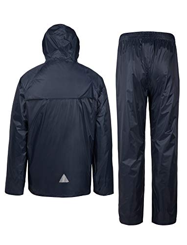 Swisswell Men's Rain Suit Waterproof Lightweight Hooded Rainwear For Golf,Hiking,Travel Running(Jacket & Trouser Suit)(3X-Large, Navy-Solid) #TOP2