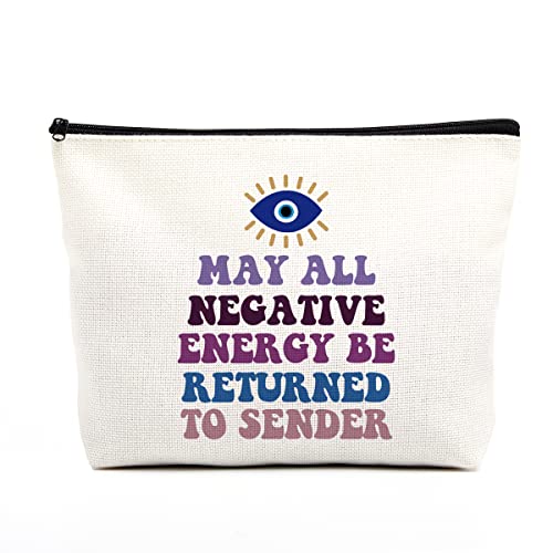 Inspirational Gifts for Women Evil Eye Makeup Bag Witchy Gifts Evil Eye Decor Witch Stuff Witch Bag Witchcraft Bag Christmas Gifts for Witchcraft Lover May All Negative Energy Be Returned to Sender