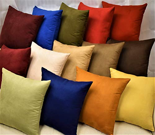 MoonRest Pack of 2- Suede Square Decorative Throw Pillow Covers Sofa sham Solid