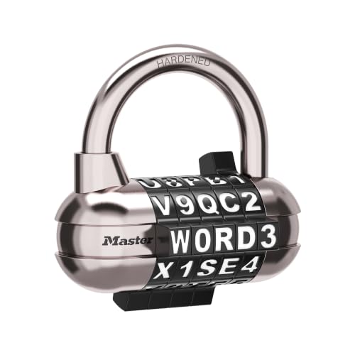 Image of Master Lock Padlock, Set Your Own Word Combination Lock, 2-1 /2 in. Wide, Black, 1534BLKEC