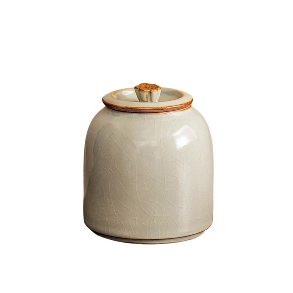 ZengL263NgS tea canister Mihuang Ru Kiln Tea Jar Household Ceramic Storage Container Tins With Sealed Lid Exquisite Mini Caddy Kitchen Organisation(Beige)