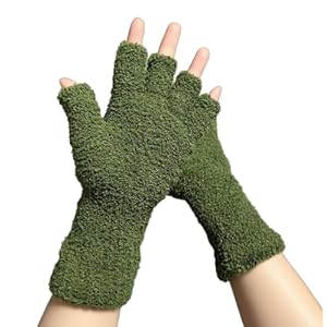 Belsen Unisex Fingerless Gloves Winter Warm Faux Fur Plush Fingerless Mittens for Typing Driving