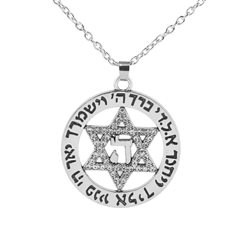 Collier étoile de David juive argent 925 pendentif hexagramme rond pour femme et homme
