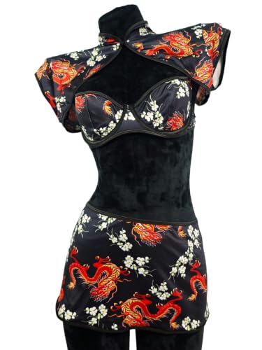 Image of Alrovetoney Sexy Lingerie Fantasy Costume Sexy Series Printed Cut-Out Slit Women's Costume Red S-XXL