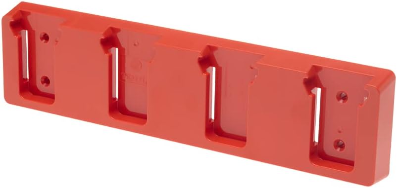 48 Tools Wall Mount Battery Holder for Milwaukee M18 18V – Heavy-Duty ABS Storage Rack, UV-Stabilized, Easy 5-Screw Install, Red Organizer for Workshop, Van, or Trailer