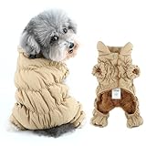 RANPHY 犬 服 秋 冬 アウター 犬の服 チェック柄 ダウンジャケット 防寒コートフリース裏地 暖かい秋冬服 四つ足の服 袖あり 超小型犬 小型犬 子犬 猫服ペット洋服Dリング付部屋着冬のお散歩撮影写真 防風防雨防雪,カーキ,M