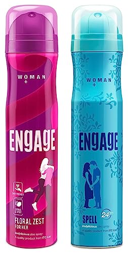 Engage Spell Deodorant For Women, Citrus and Fruity, Skin Friendly, 150 ml & Engage Floral Zest Deodorant for Women, Citrus and Floral, Skin Friendly, 150ml