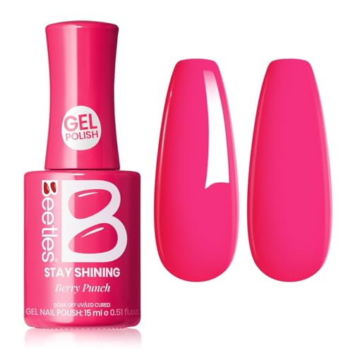 Image of Beetles Hot Pink Gel Polish - Wild Tulips 15ML /0.51FlOz, Neon Pink Gel Polish, Same Color Same Bottle STAY SHINING Series, Soak Off UV LED Lamp Nails Art Manicure Salon DIY Home Spring & Summer Nails