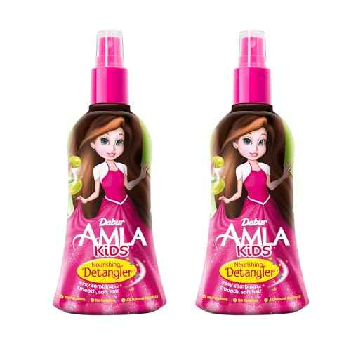 Dabur Amla Nourishing Kids Detangler (2x200ml) | Enriched with Amla Olive Almond Natural Oils & Vitamin E | For Smooth & Soft Hair | Super Value Pack