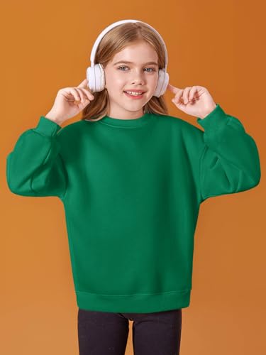 Image of Haloumoning Girls Oversized Crewneck Sweatshirts Kids Fleece Pullover Tops