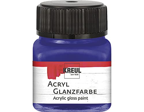 Kreul 79207 Acrylic Gloss Paint, 20 ml Glass in Dark Blue, Glossy Smooth Acrylic Paint for Painting and Crafts, Water-based, Saliva-Resistant, Quick-Drying and Opaque
