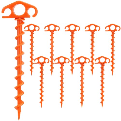 COBARYEN Tent Stakes Ground Anchors Screw in, 10 Pack Sand...