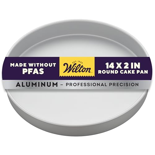 Wilton Perforated Round Cake Pan, Aluminum Bakeware for Crisp Edges, Durable, Even Heating, Rust-Resistant, Professional Quality, 14 x 2 in., Package May Vary
