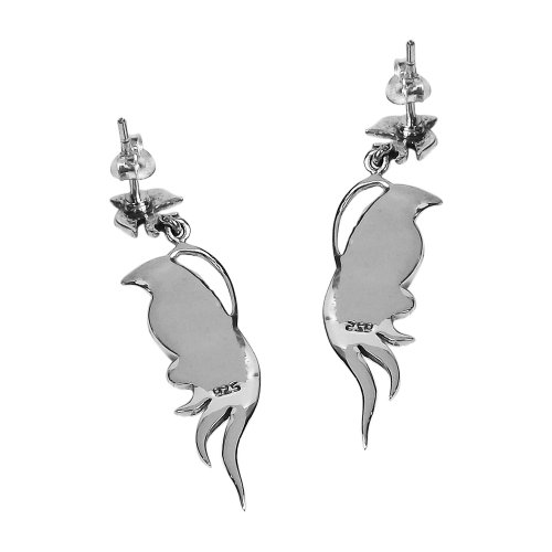 AeraVida Mythical Phoenix Bird Simulated Turquoise Wing .925 Sterling Silver Stud Earrings, Earrings for Women, Sterling Silver Stud Earrings, Earrings Jewelry Gifts - Image 3