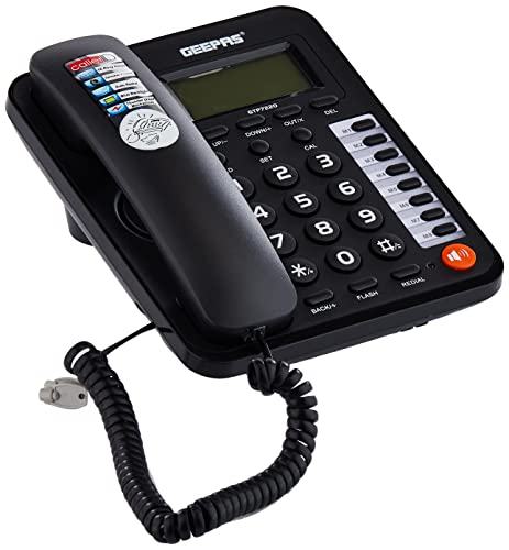 Geepas Executive Telephone with Caller ID- GTP7220-Solid Built Quality and Classic Design| Hands Free Function and Auto Redial- 2 Years Warranty