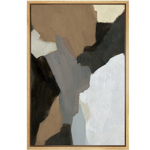 SIGNFORD Framed Canvas Print Wall Art Earthy Toned Abstract Geometric