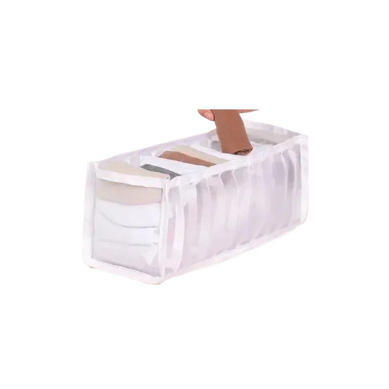 BAYNOPURIN Sock Storage Box Underwear Drawer Organizer Storage Box Foldable Closet Organizers Divider For Underpants Socks Bra Boxes(Pure white 11 grids)