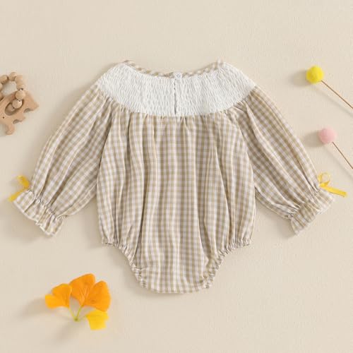 SAYOO Baby Girls Duck Romper Mallard Duck Embroidery Smocked Bubble Romper Bodysuit Newborn Infant Toddler Hunting Outfit3
