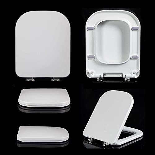 Easy Clean - Asiento de inodoro de liberación rápida, tapa rectangular, asiento de inodoro resistente, color blanco