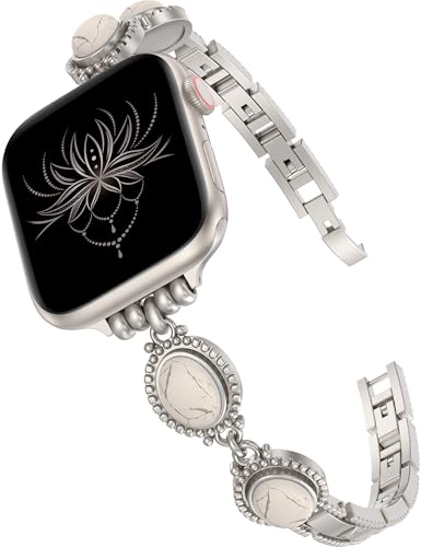 Bracelet Apple Watch turquoise femme montre iWatch Ultra 49mm 45mm 44mm 42mm pierre métal