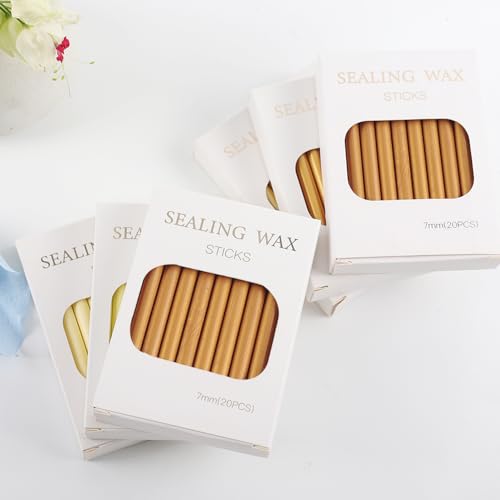 YOLAKIS Glue Gun Wax Seal Sticks 20pcs Antique Gold Sealing Wax Sticks for Wax Seal Stamp Great for Wedding Christmas Cards Envelopes Package Wax Seal Decoration (20pcs Antique Gold)