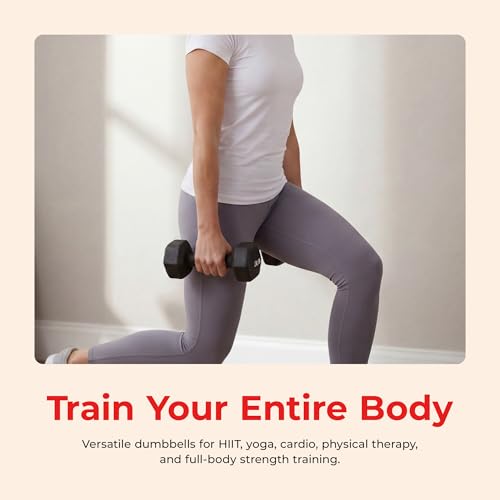 Image of Sunny Health & Fitness Neoprene Coated Hex Shaped Dumbbell Non-Slip Fitness Weights for Home Gym Exercise, Full Body Workout Strength Building, Weight Loss, Sold in Pairs - Sizes - 2LB, 5LB, 8LB, 10LB