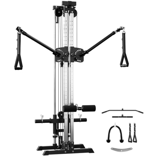 GMWD Cable Machine Home Gym, Wall Mount Functional Trainer with Dual Swivel Arms and 22 Adjustable Positions, All-in-One Cable Crossover Machine for Home
