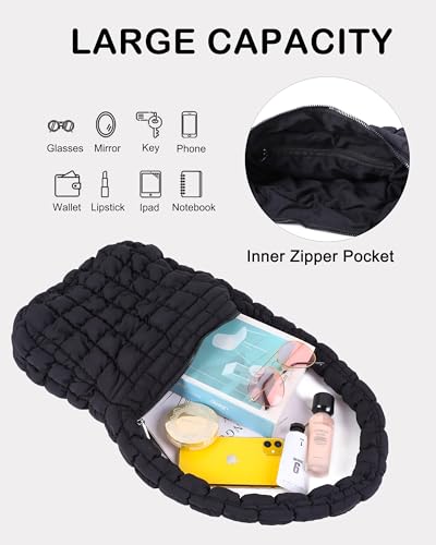 Rejolly Puffer Quilted Shoulder Bag for Women Puffy Bubble Tote Bag Lightweight Nylon Handbag Padded Soft Purse3