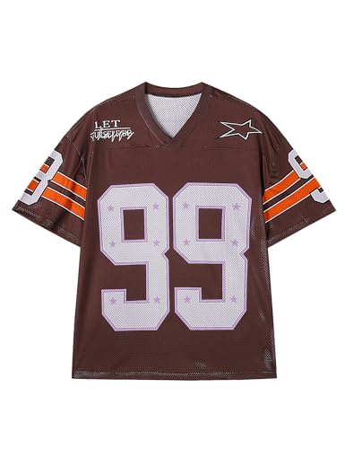 Oversized Jersey Shirts for Men Women Graphic Tees Y2k Tops V Neck Short Sleeve Summer Fall Tshirts Fashion Clothes