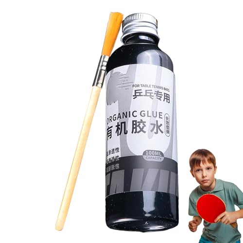 Generisch Pegamento de pong – 100 ml de pegamento para raquetas, juego de cuidado de tenis de mesa, raqueta de goma con cepillo especial, limpiador de paleta con cepillo para equipos de