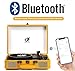 Vintage Record Player with Bluetooth 3-Speed Portable Suitcase Vinyl Record Player with Speakers, USB/SD Card Recording, RCA, AUX-in, Headphone Jack, Retro Turntable Yellow