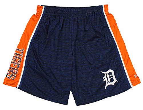 Zubaz MLB Mens Dye Solid Stripe Shorts, Detriot Tigers, X-Large