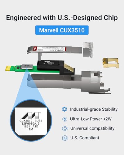 Image of SFP+ to RJ45 Adapter | Low Power <2W | SFP+ to Ethernet Transceiver | Up to 30m, Plug-Play | for Cisco SFP-10G-T-S, Unifi UF-RJ45-10G, Netgear, and More