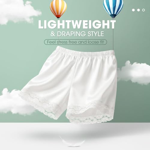 Image of MANCYFIT Satin Bloomers for Women, Lace Hem Slip Shorts