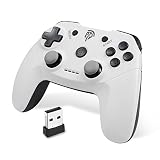 EasySMX Manette sans Fil Rechargeable, EG-C3071W 2.4G Manette PS3 avec Double Vibration pour PC, PS3, Téléphone/Tablette/TV Box/Smart TV Android (Blanche)