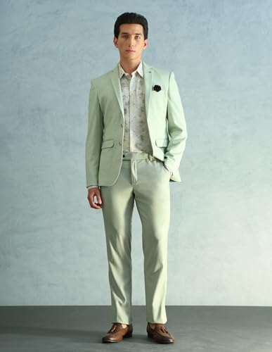 Image of Arrow MenSlim fit Polyester Solid Single-breastedNotch Lapel Collar Blazer