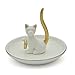 Exembe White Kitty Adorable Posture Trinket Dish Ring Holder Jewelry Rack Tray Golden Tail
